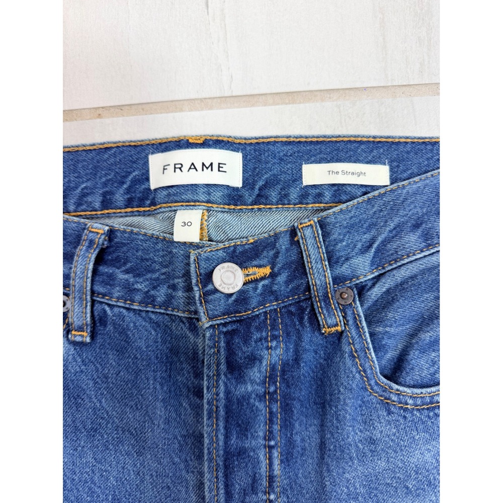 Frame The Straight Jeans 30 Dreamy Blue Button Fly LMHST510 Mens Denim - Picture 2 of 10